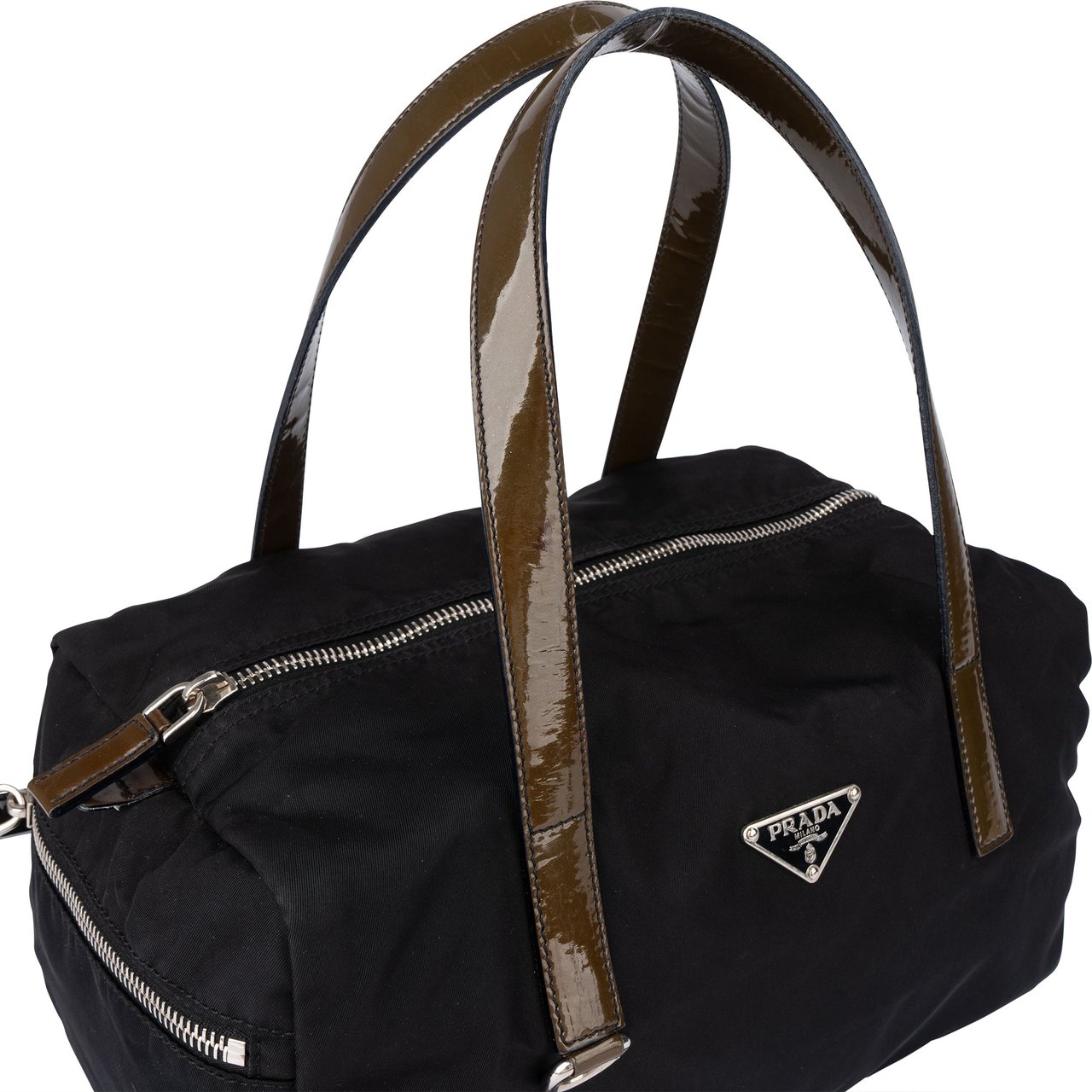 Prada Prada Black Nylon Triangle Handbag Zwart