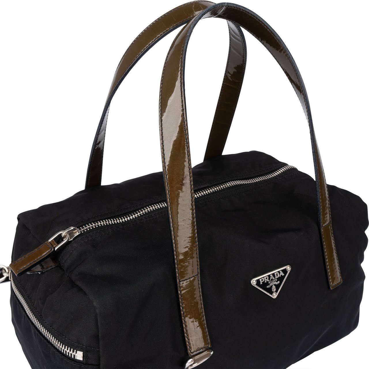 Prada Black Nylon Triangle Handbag Zwart