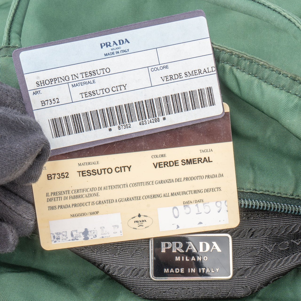 Prada Prada Green Nylon Triangle Shoulder Bag Groen