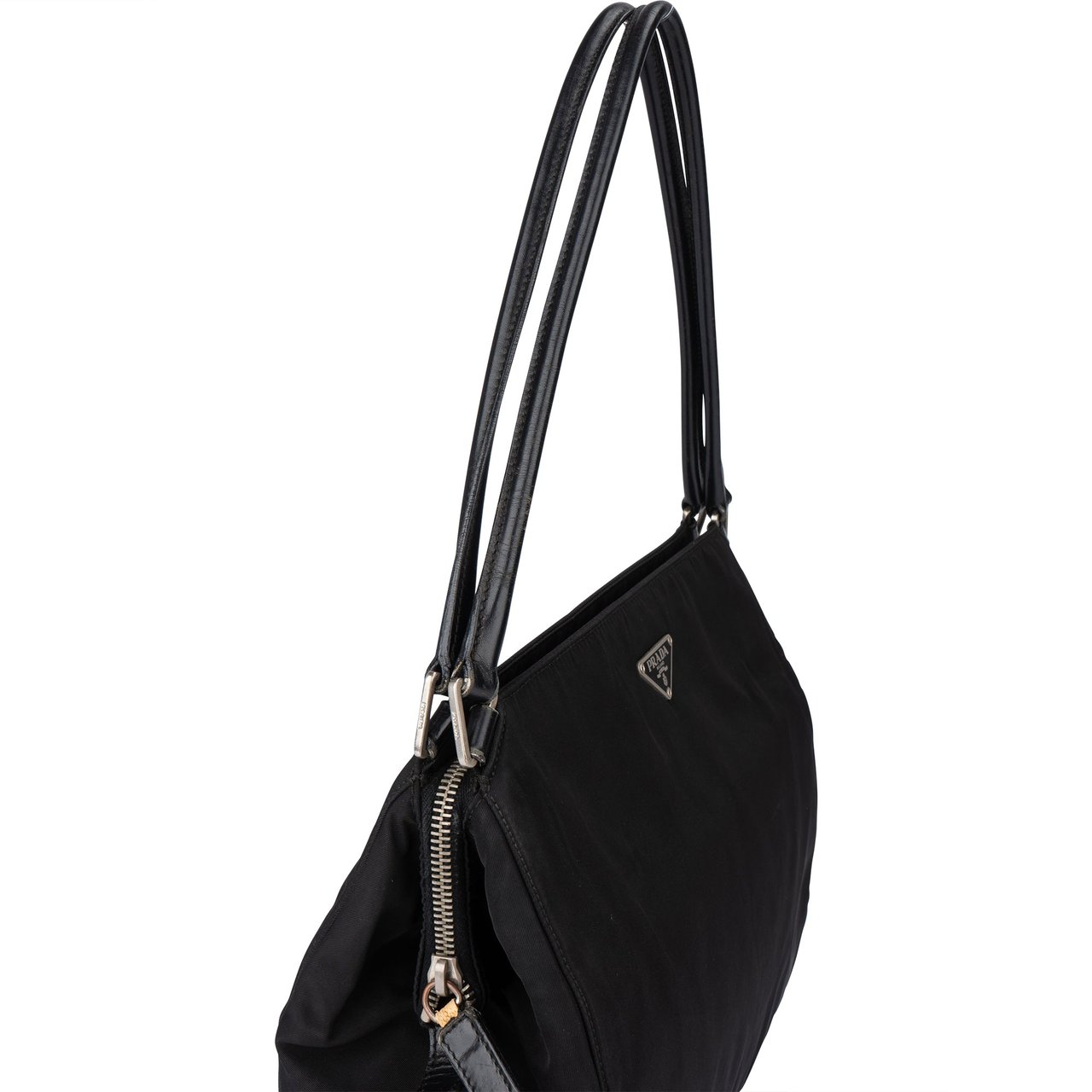 Prada Prada Black Nylon Triangle Handbag Zwart