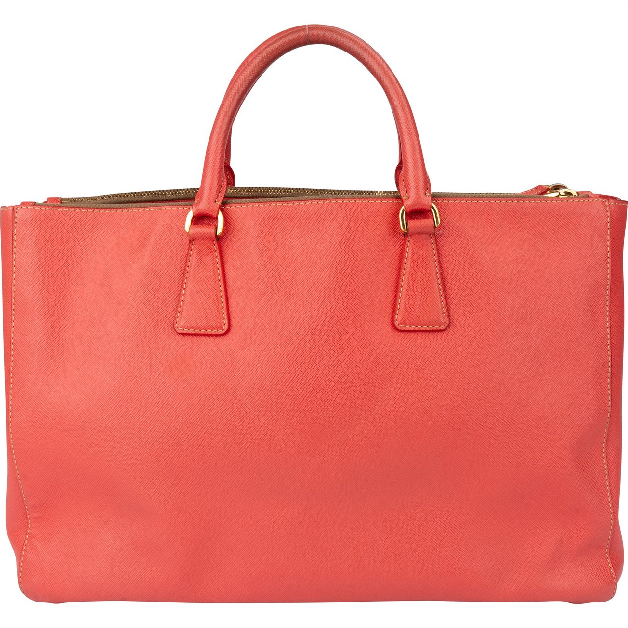 Prada Prada Corallo Saffiano Leather Triangle Galleria Handbag Oranje