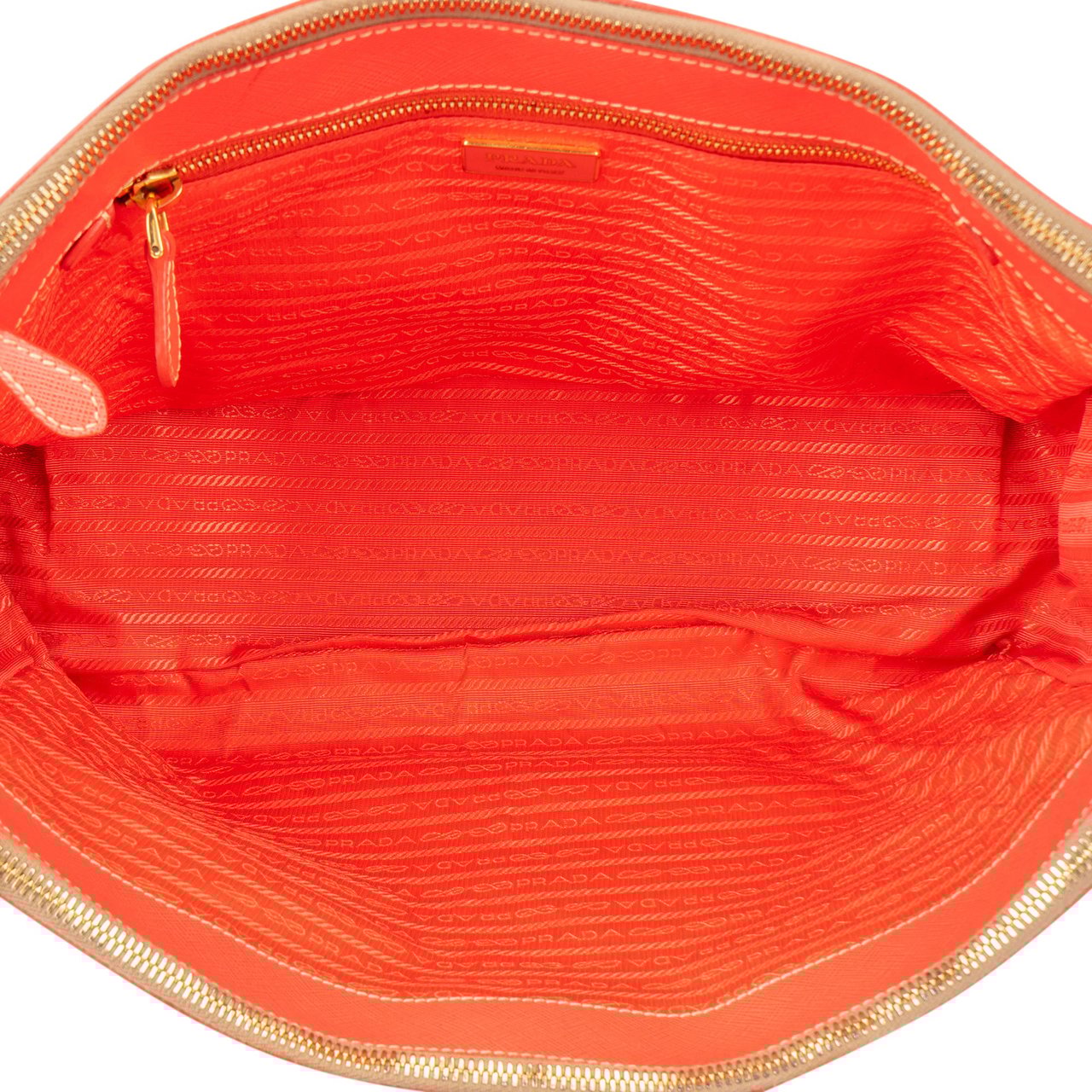 Prada Prada Corallo Saffiano Leather Triangle Galleria Handbag Oranje