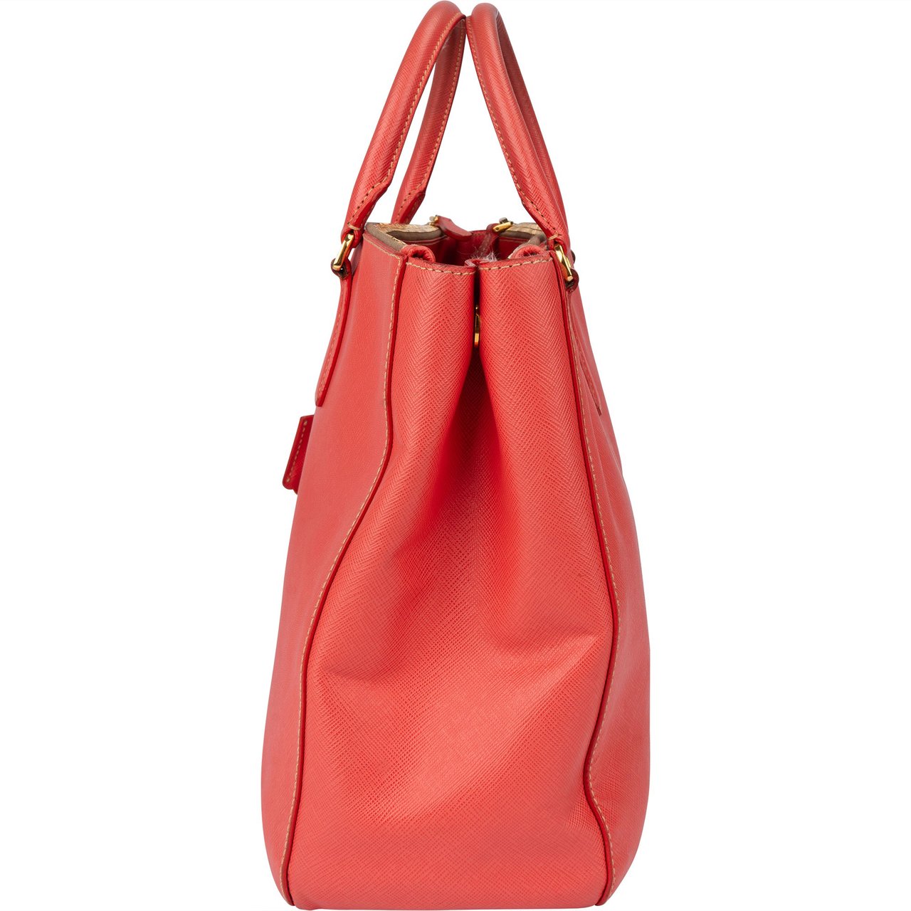 Prada Prada Corallo Saffiano Leather Triangle Galleria Handbag Oranje