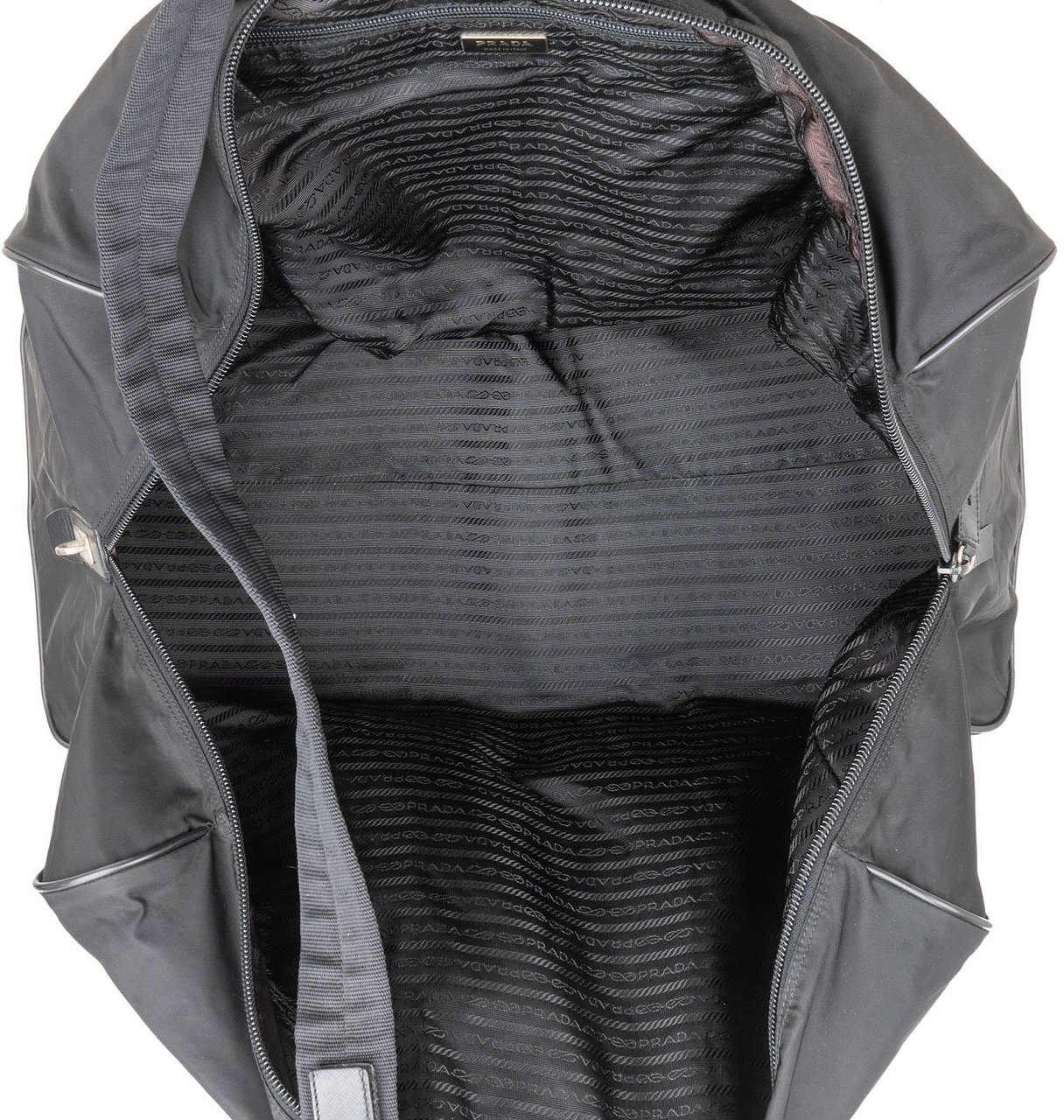 Prada Black Nylon Triangle Duffle Bag 55 Tarvel Bag Zwart
