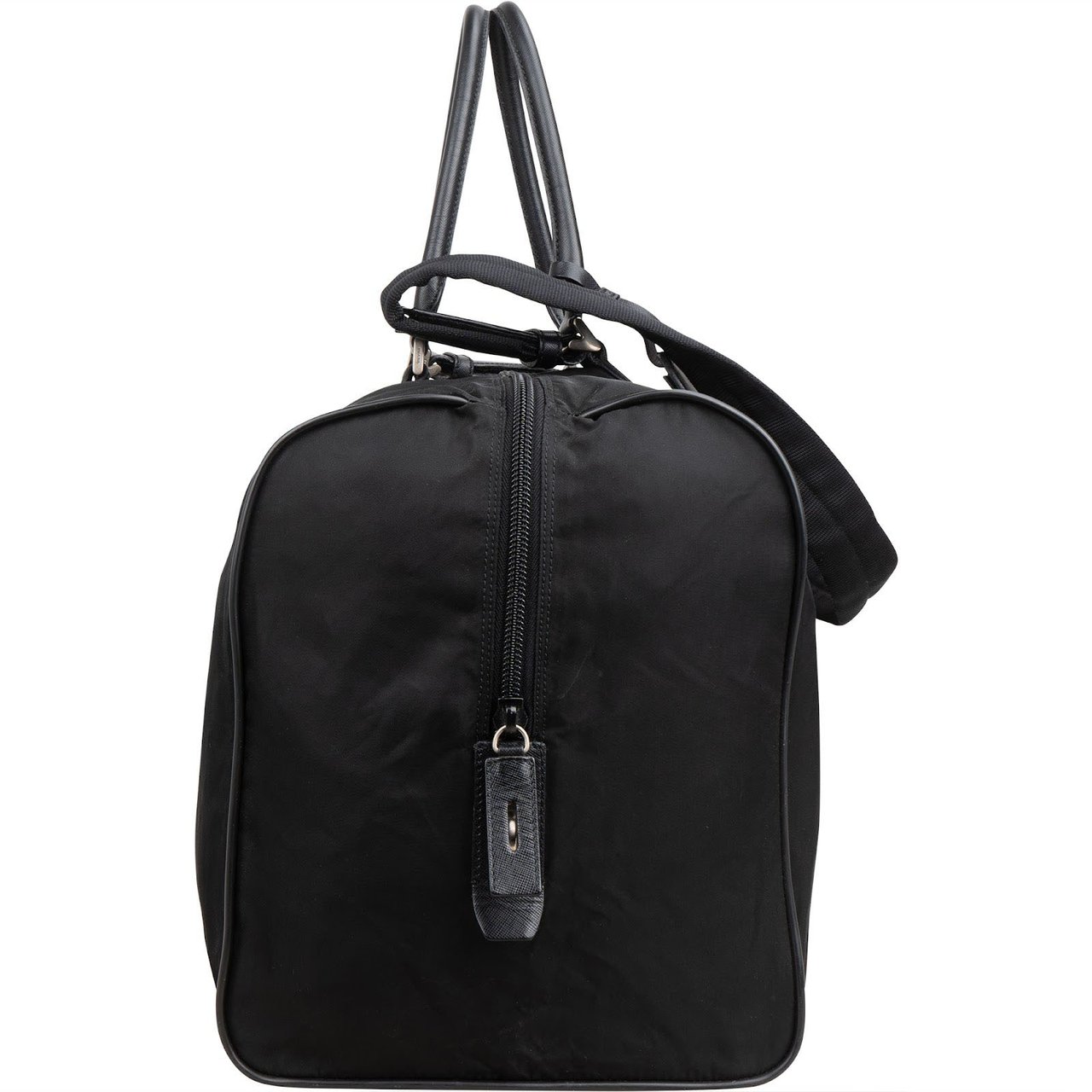 Prada Black Nylon Triangle Duffle Bag 55 Tarvel Bag Zwart