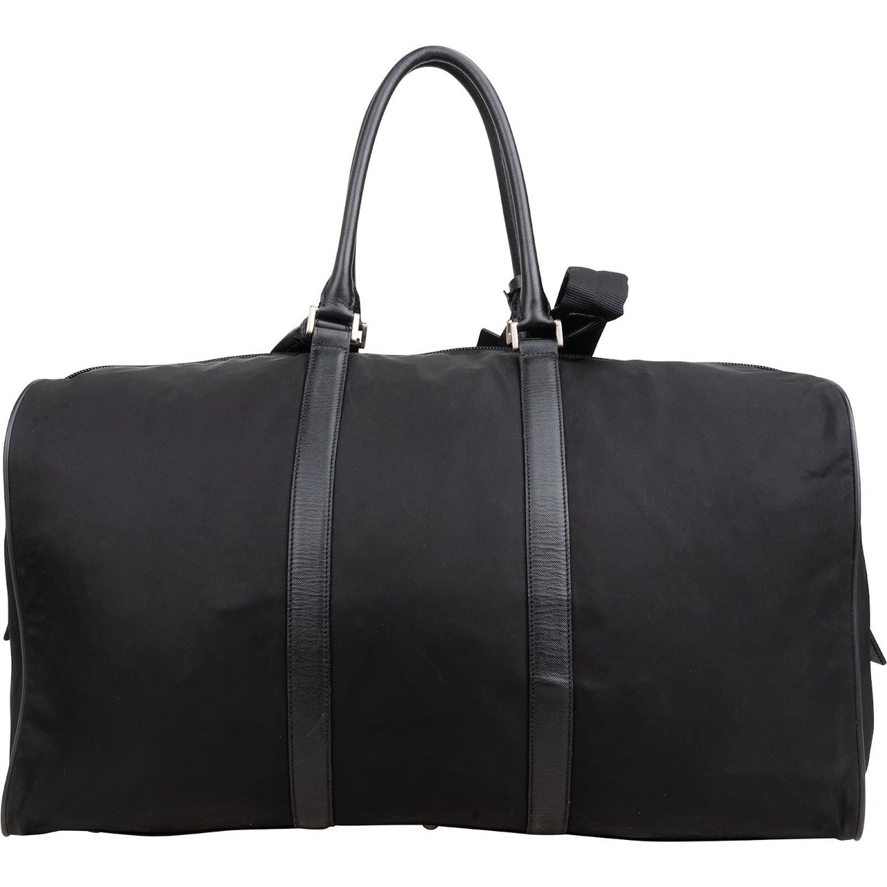 Prada Black Nylon Triangle Duffle Bag 55 Tarvel Bag Zwart