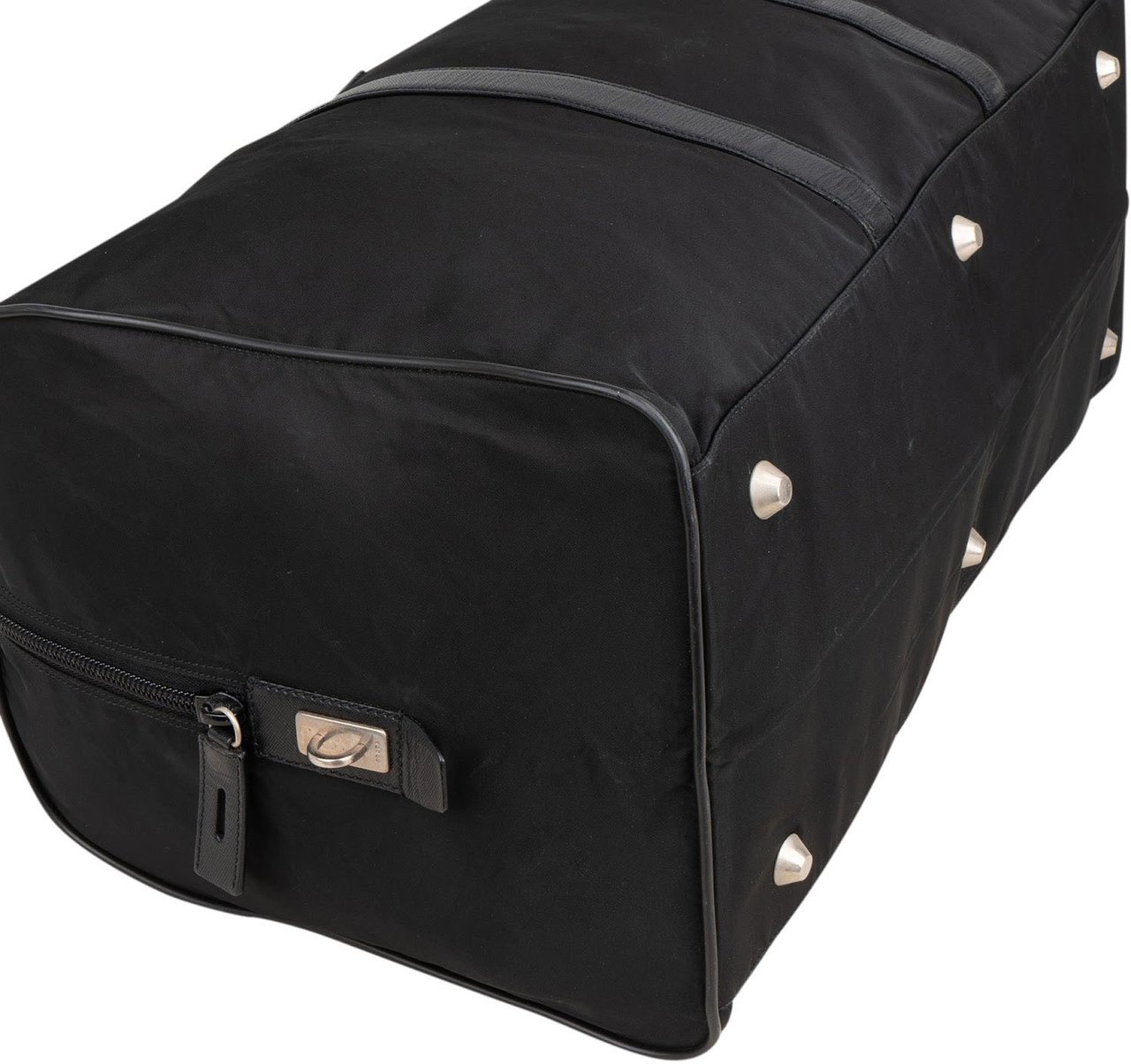 Prada Black Nylon Triangle Duffle Bag 55 Tarvel Bag Zwart