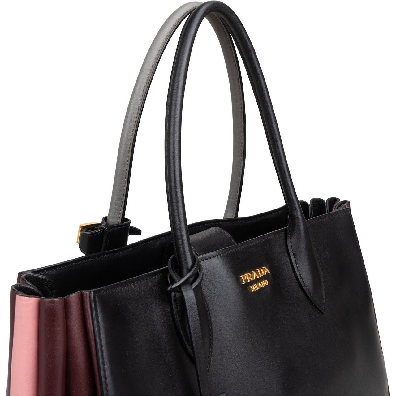 Prada Leather Bibliothèque Tote Handbag Zwart
