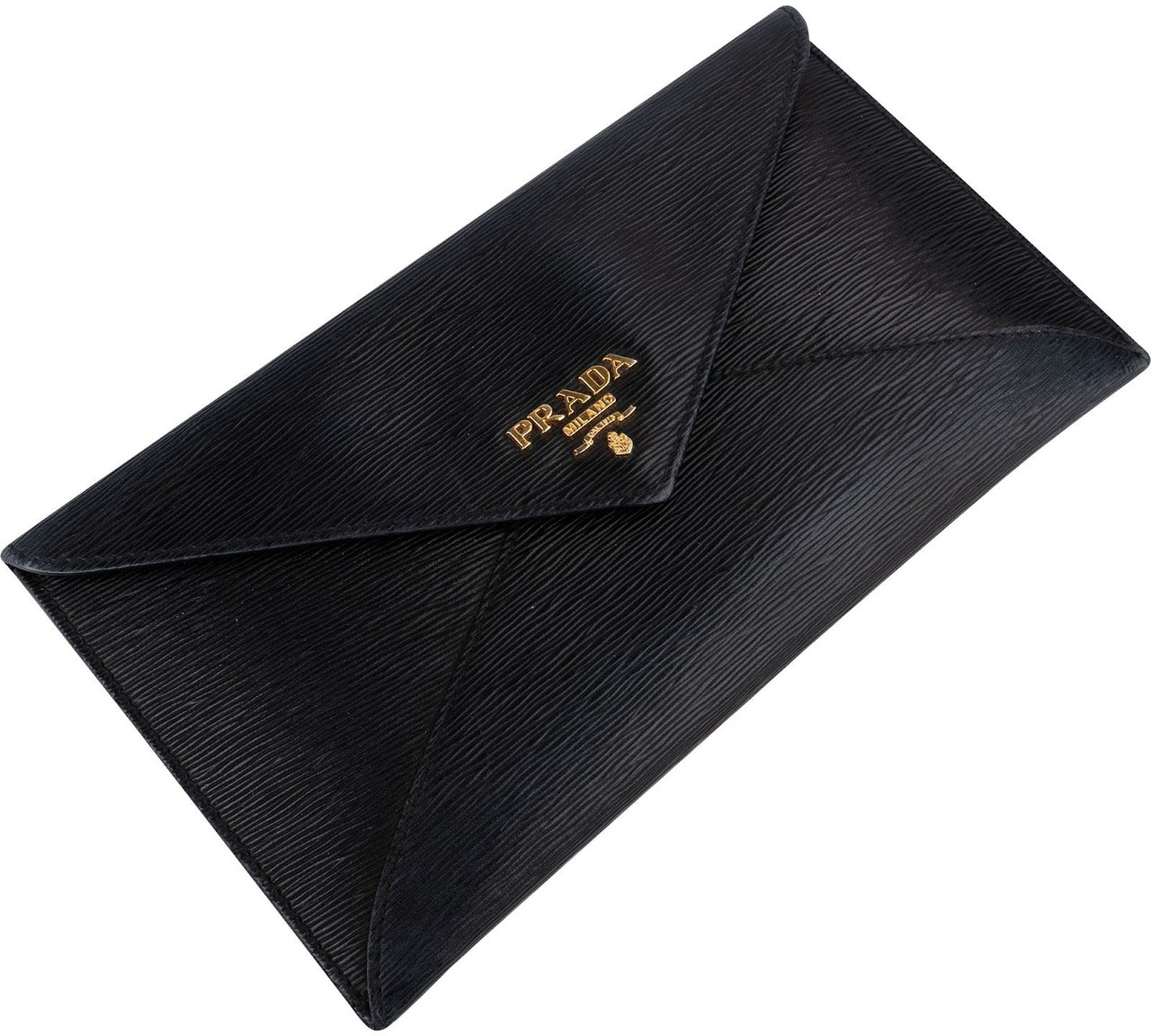 Prada Saffiano Leather Envelope Clutch Wallet Zwart
