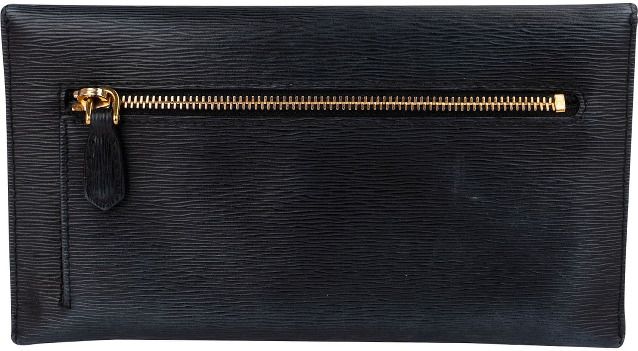 Prada Saffiano Leather Envelope Clutch Wallet Zwart