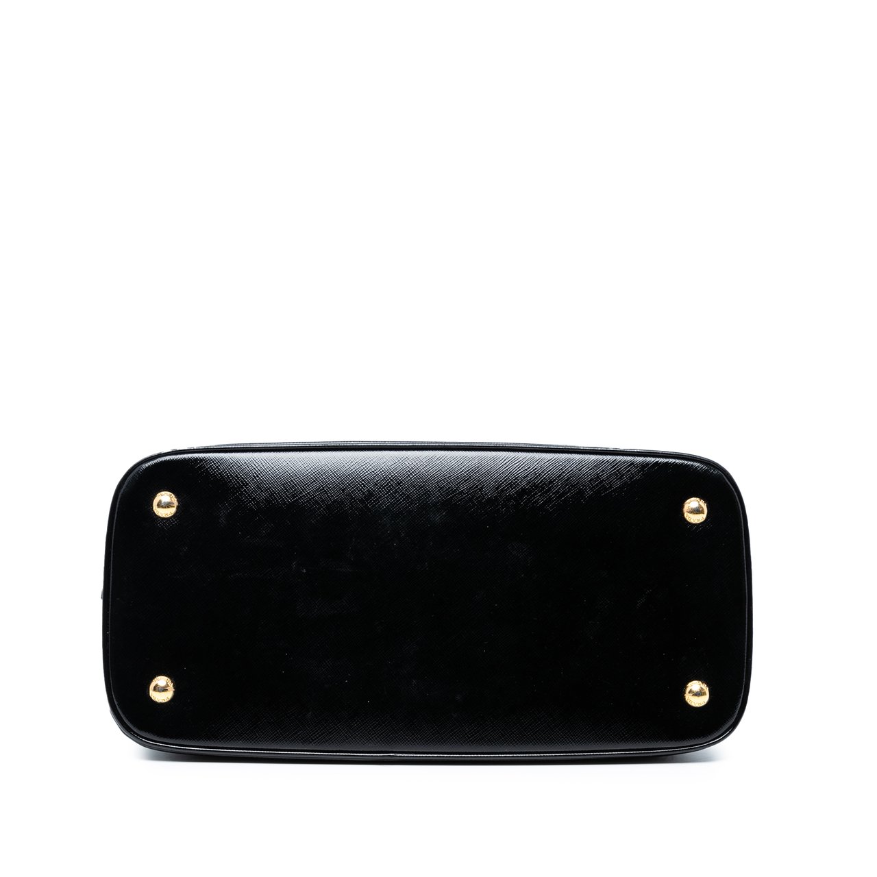 Prada Saffiano Vernice Promenade Dome Satchel Zwart