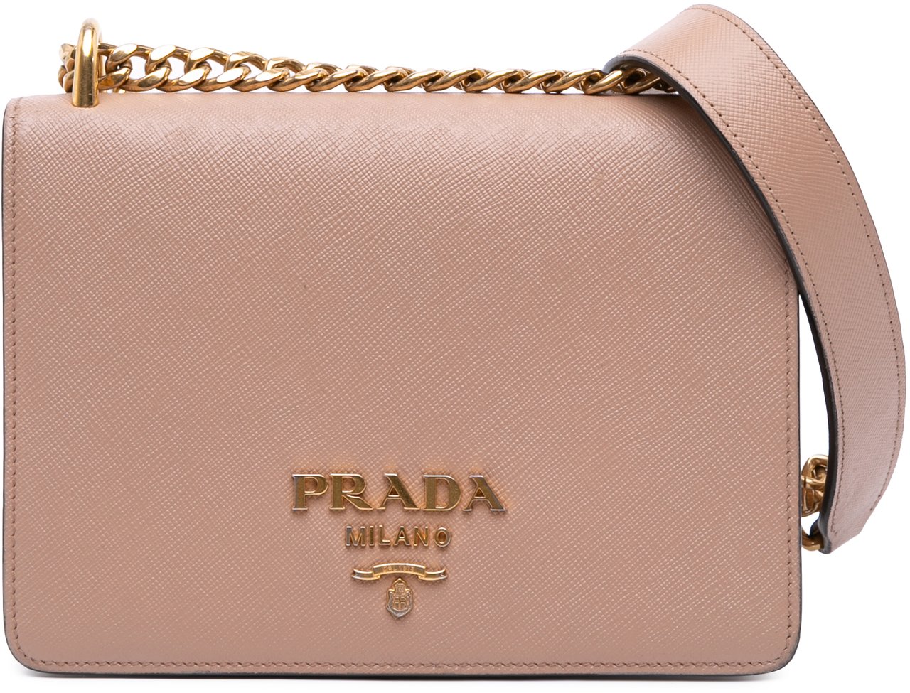 Prada Saffiano Lux Chain Crossbody Bruin