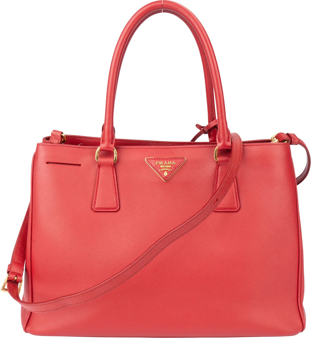 Prada Prada Red Saffiano Leather Galleria Handbag Rood