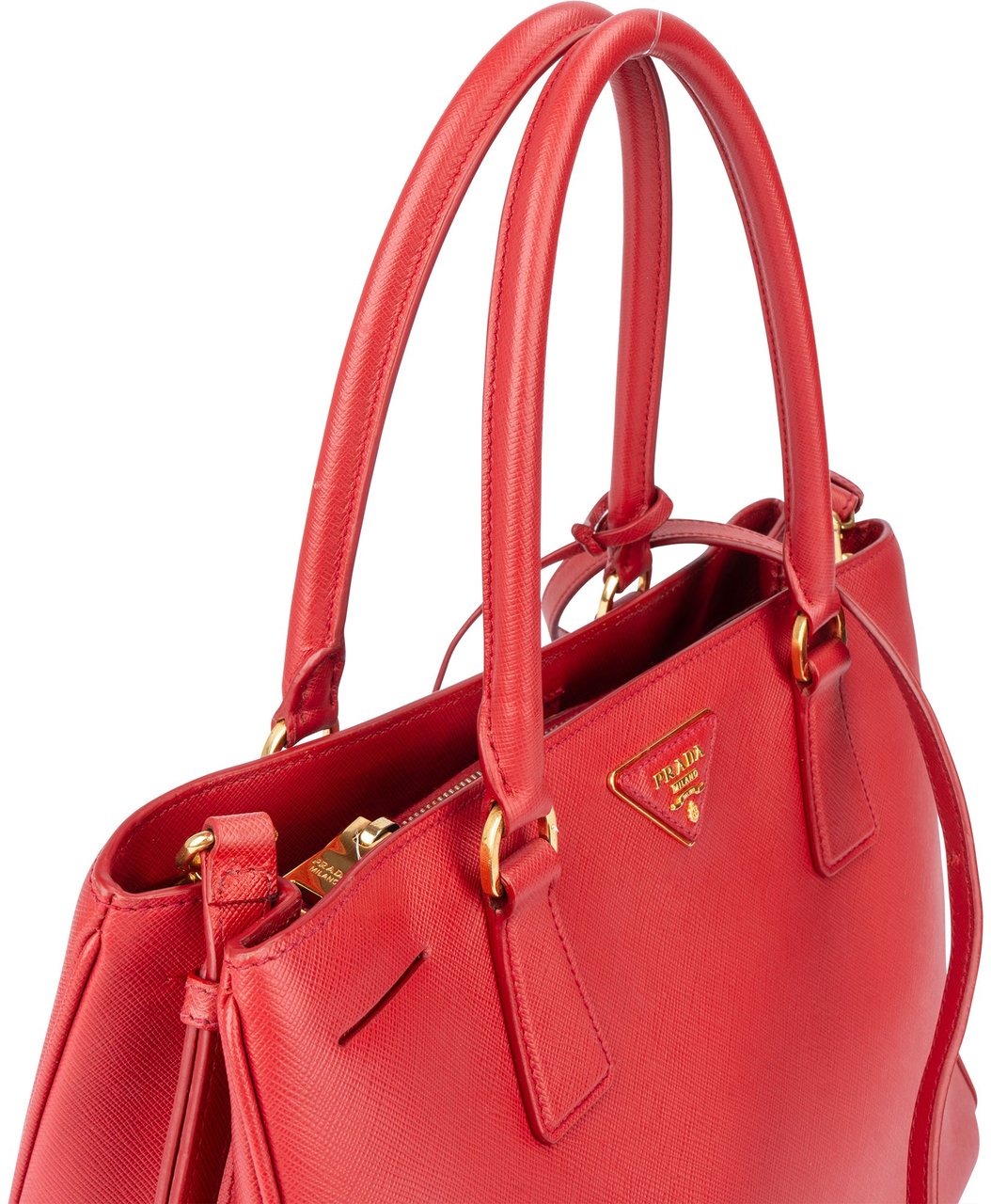 Prada Prada Red Saffiano Leather Galleria Handbag Rood