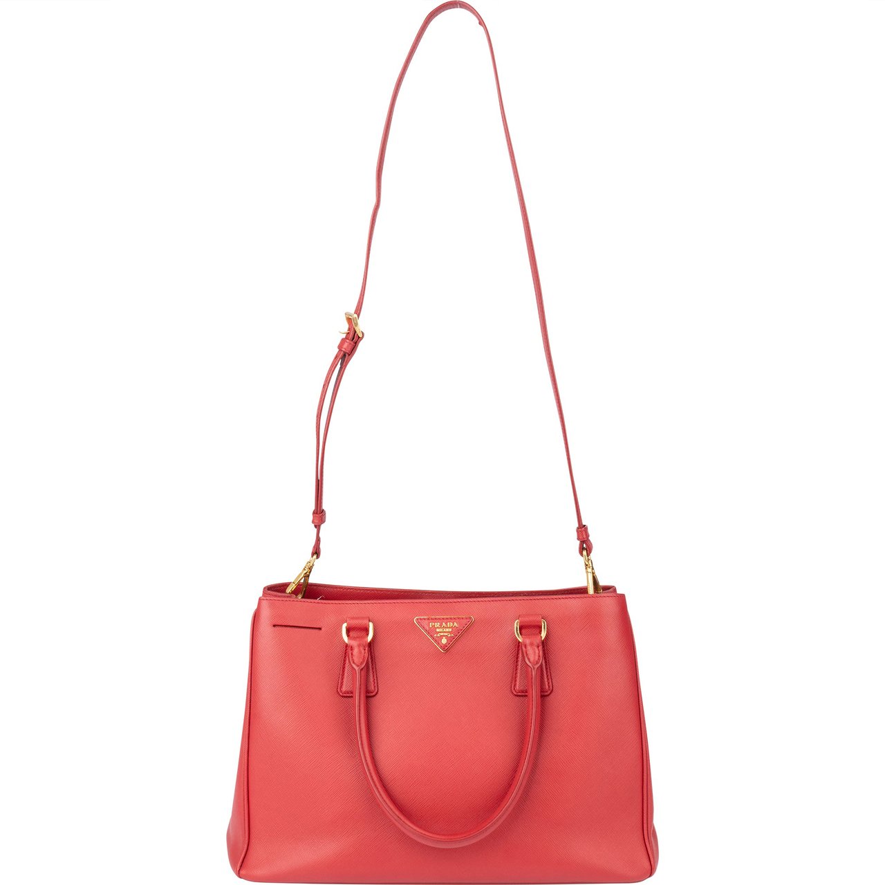 Prada Prada Red Saffiano Leather Galleria Handbag Rood