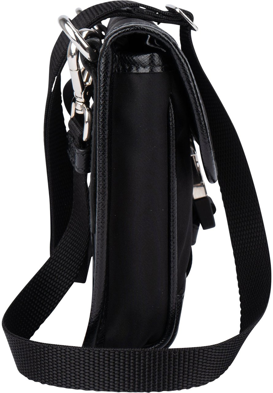 Prada Prada Nylon Triangle Mini Crossbody Side Bag Zwart