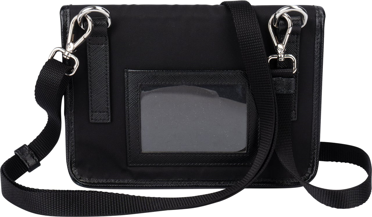 Prada Nylon Triangle Mini Crossbody Side Bag Zwart