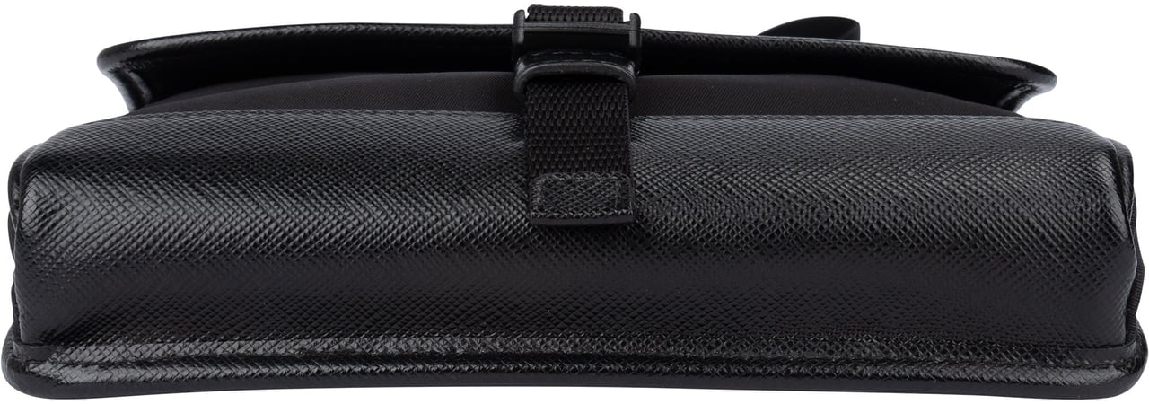 Prada Prada Nylon Triangle Mini Crossbody Side Bag Zwart