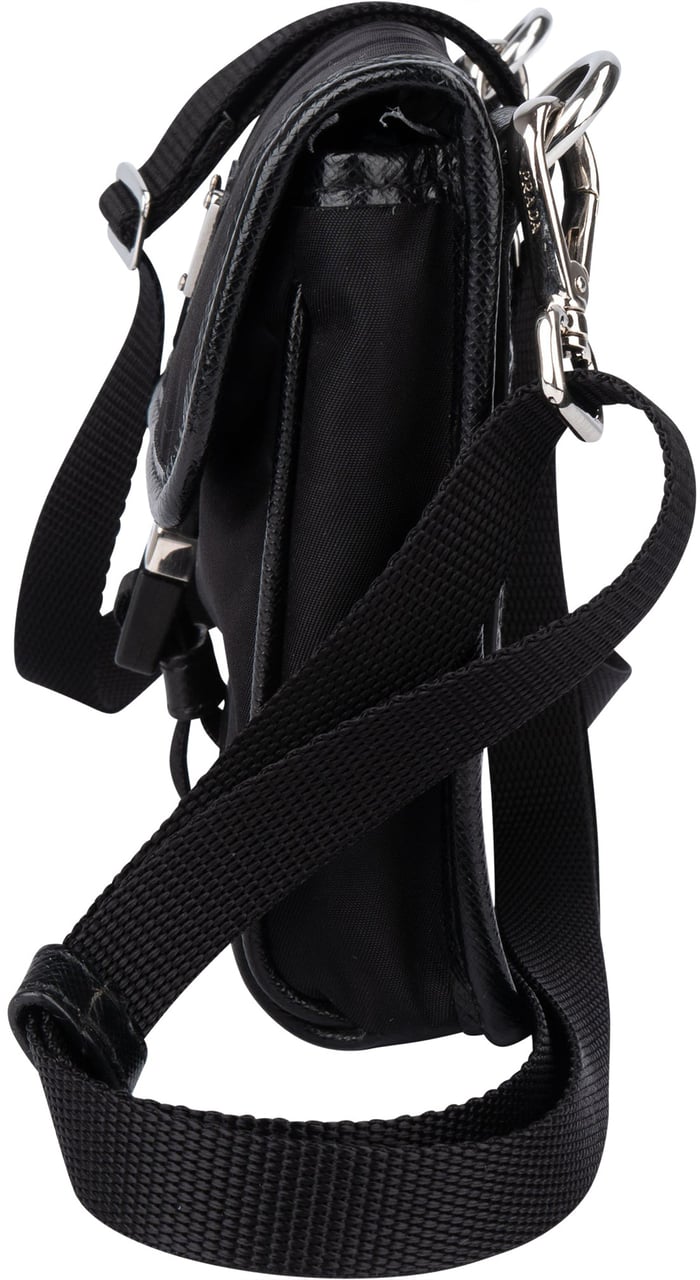 Prada Prada Nylon Triangle Mini Crossbody Side Bag Zwart