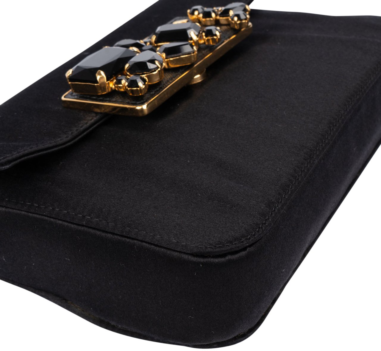 Prada Prada Limited Satin Crystal Mini Shoulder Bag Zwart