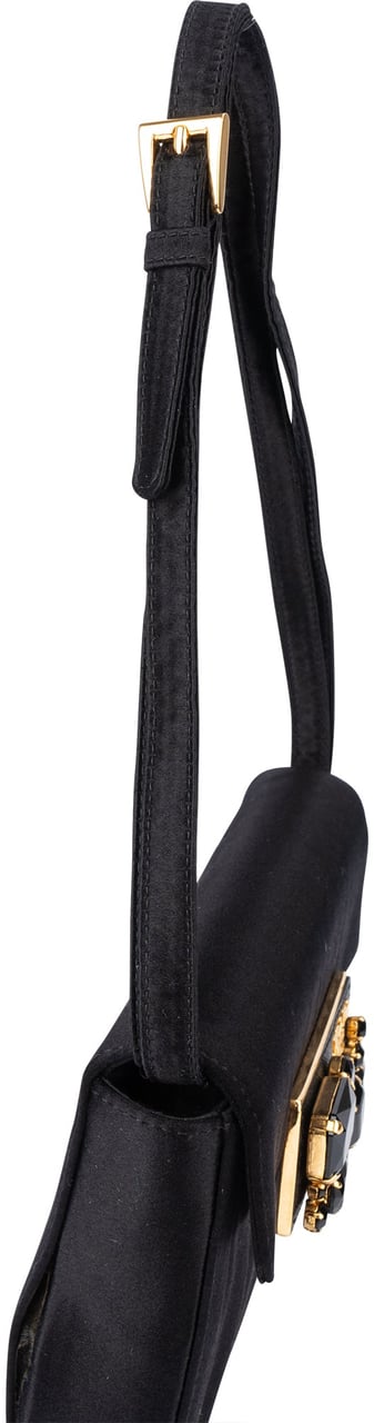 Prada Prada Limited Satin Crystal Mini Shoulder Bag Zwart