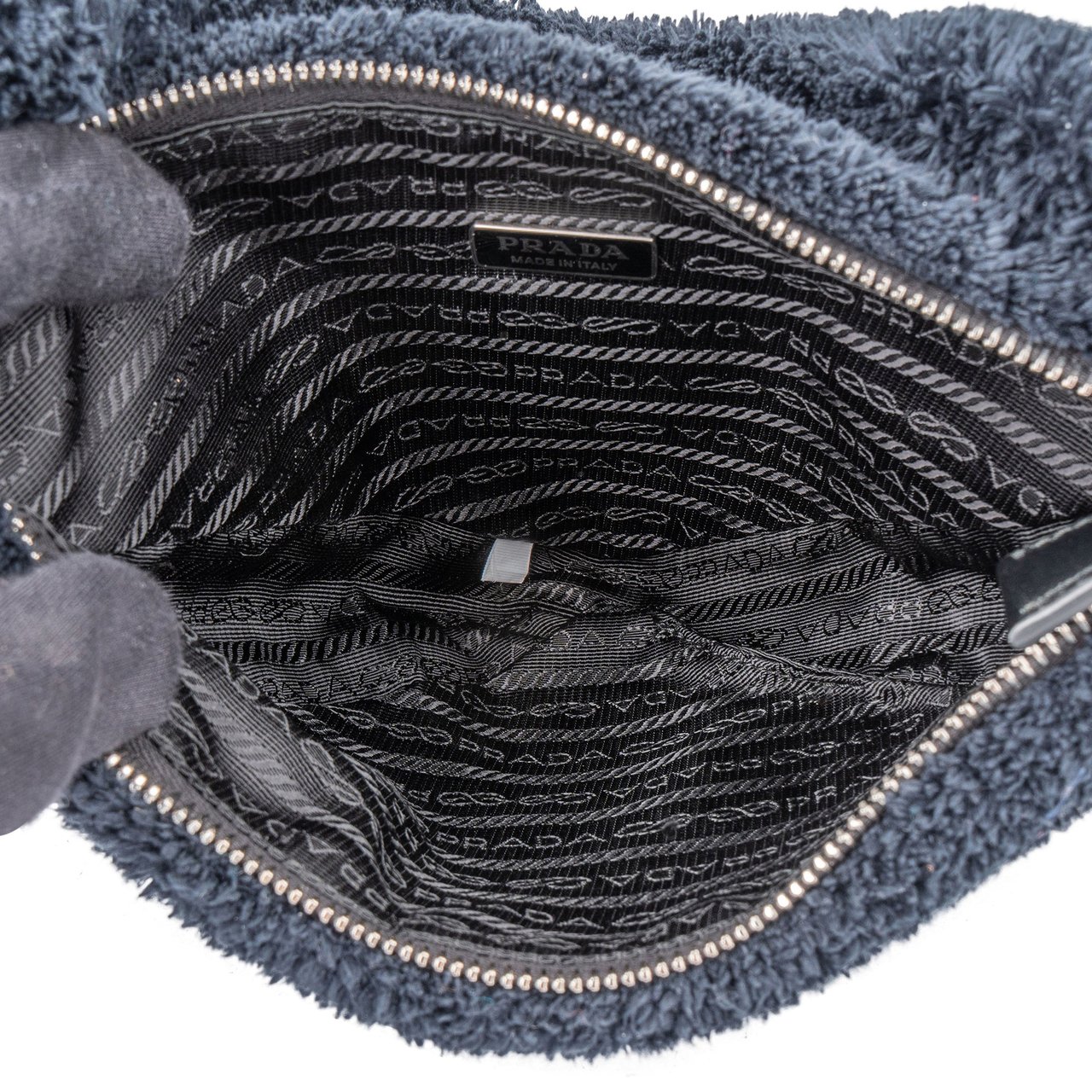 Prada Prada Terry Milano Triangle Handbag Zwart