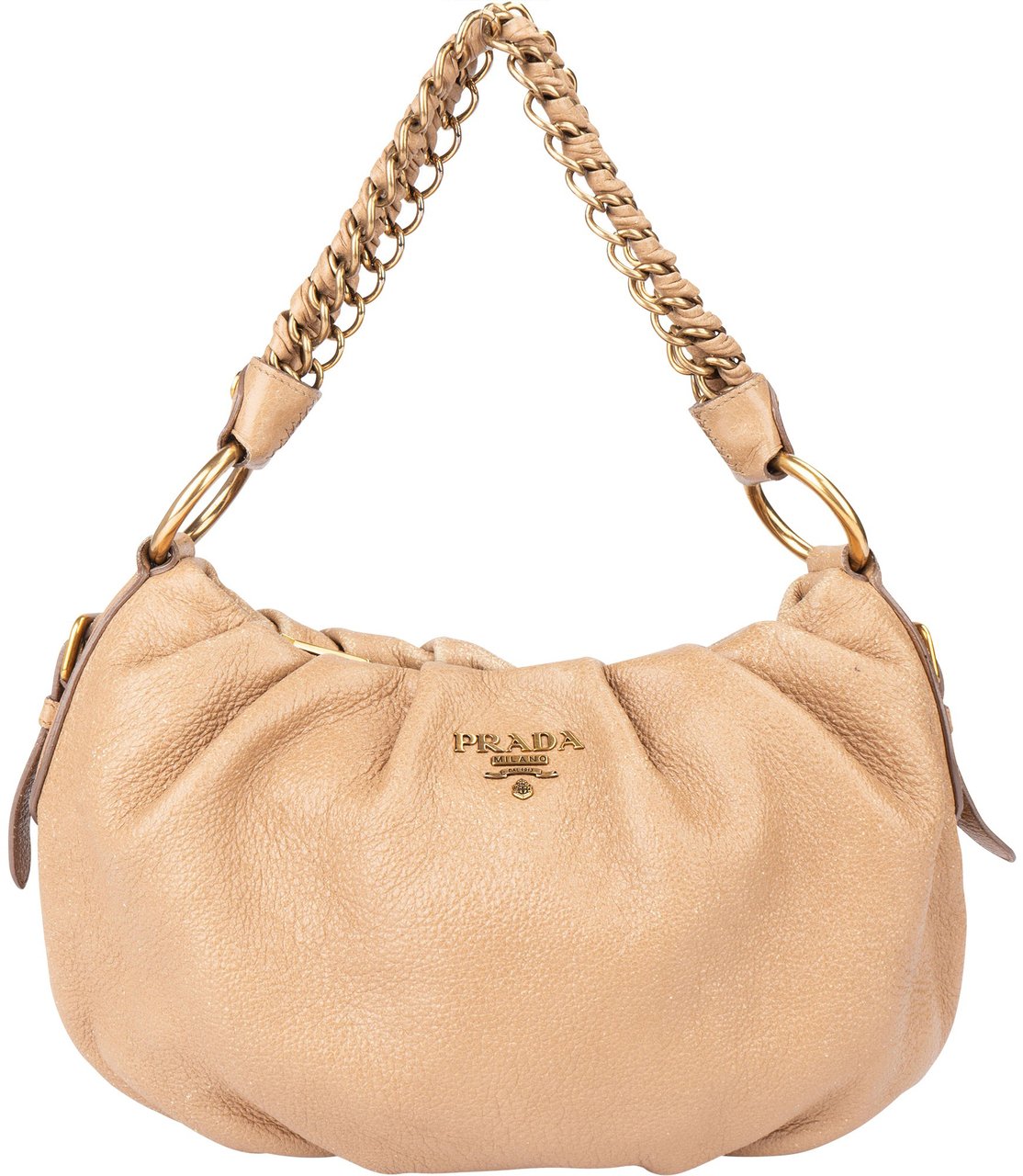 Prada Prada Cervo Lux Leather Chain Handbag Bruin
