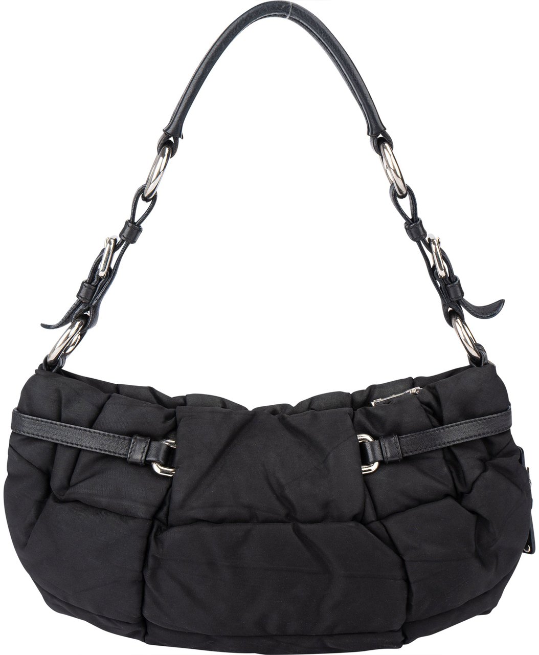 Prada Prada Black Nylon Puffer Shoulder Bag Zwart