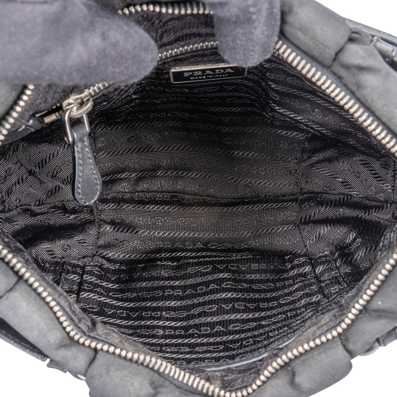 Prada Prada Black Nylon Puffer Shoulder Bag Zwart