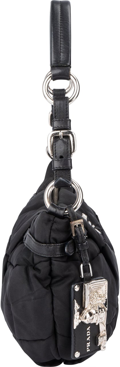 Prada Prada Black Nylon Puffer Shoulder Bag Zwart