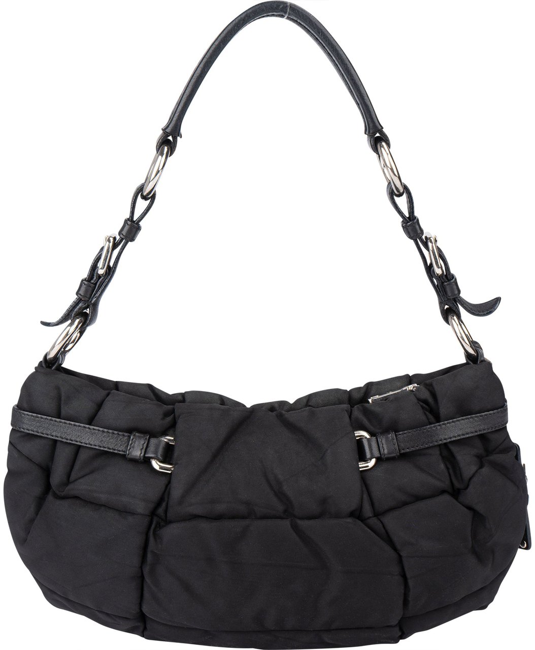 Prada Black Nylon Puffer Shoulder Bag Zwart