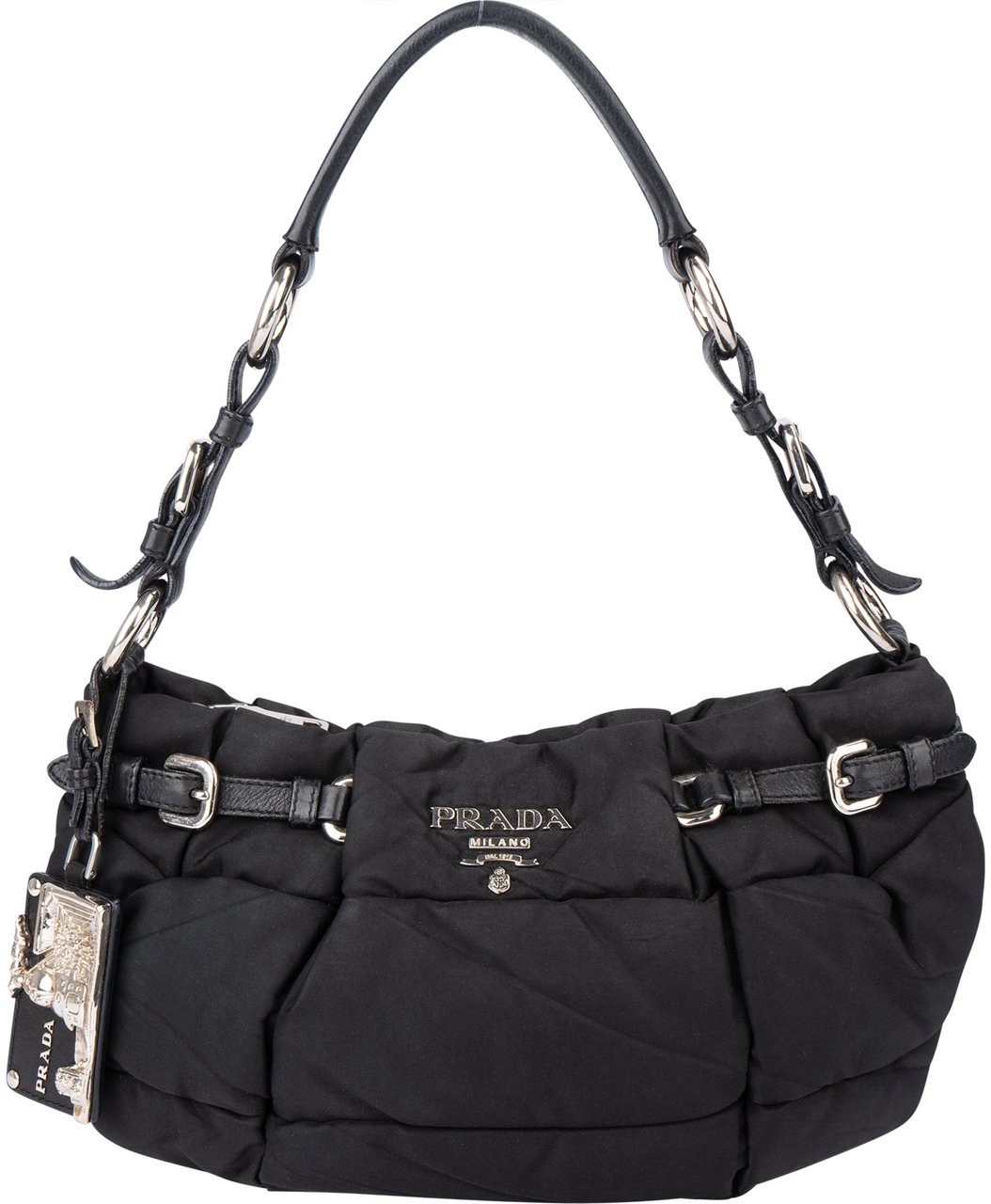 Prada Prada Black Nylon Puffer Shoulder Bag Zwart