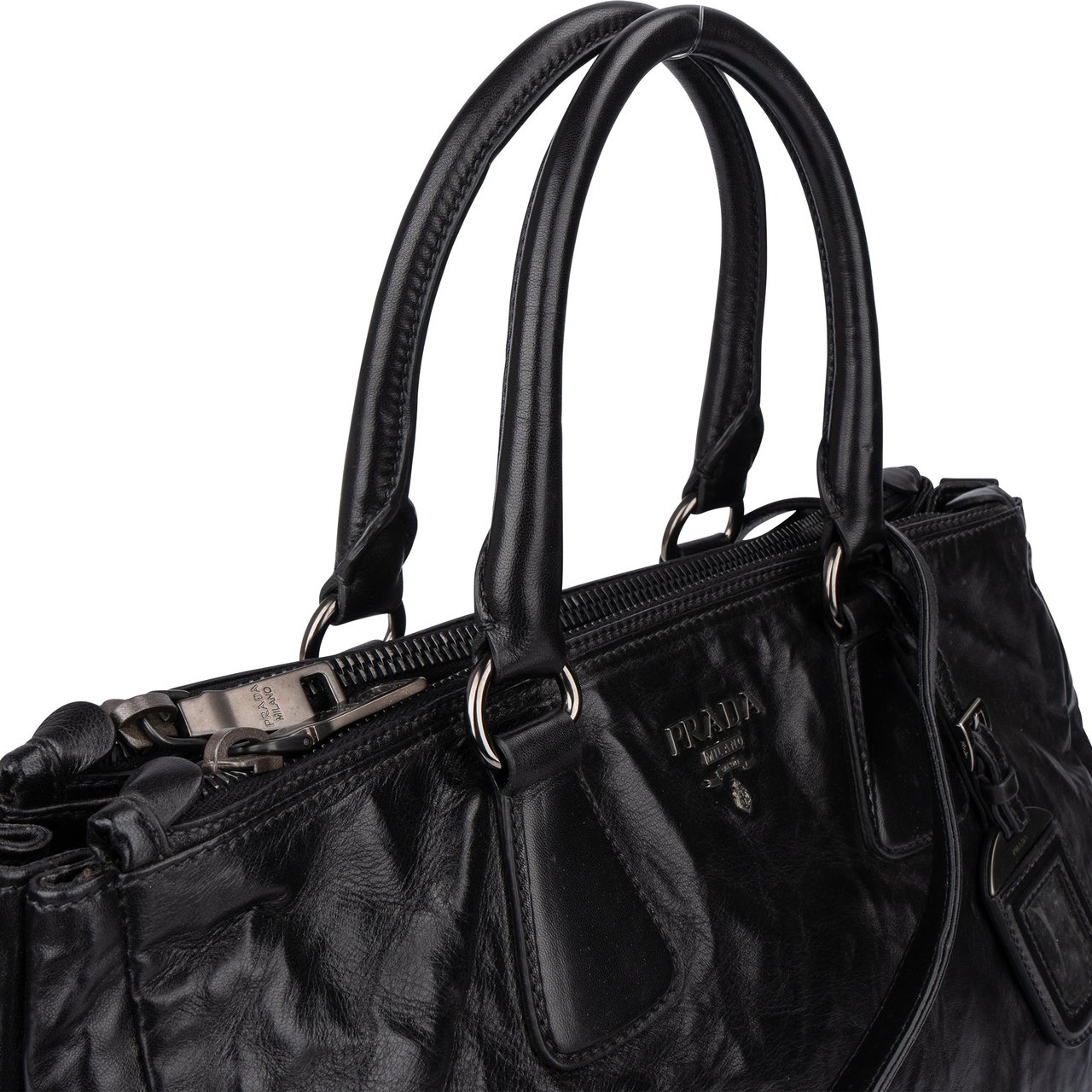 Prada Prada Black Series Nappa Antique Vitello Handbag Zwart