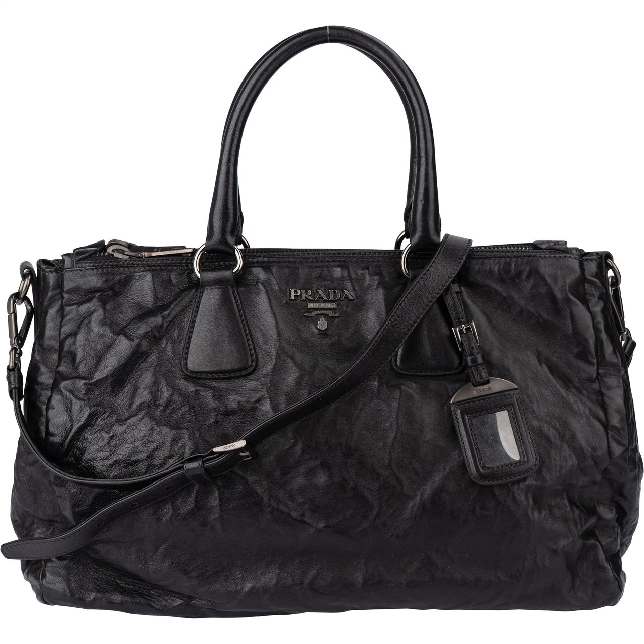 Prada Prada Black Series Nappa Antique Vitello Handbag Zwart