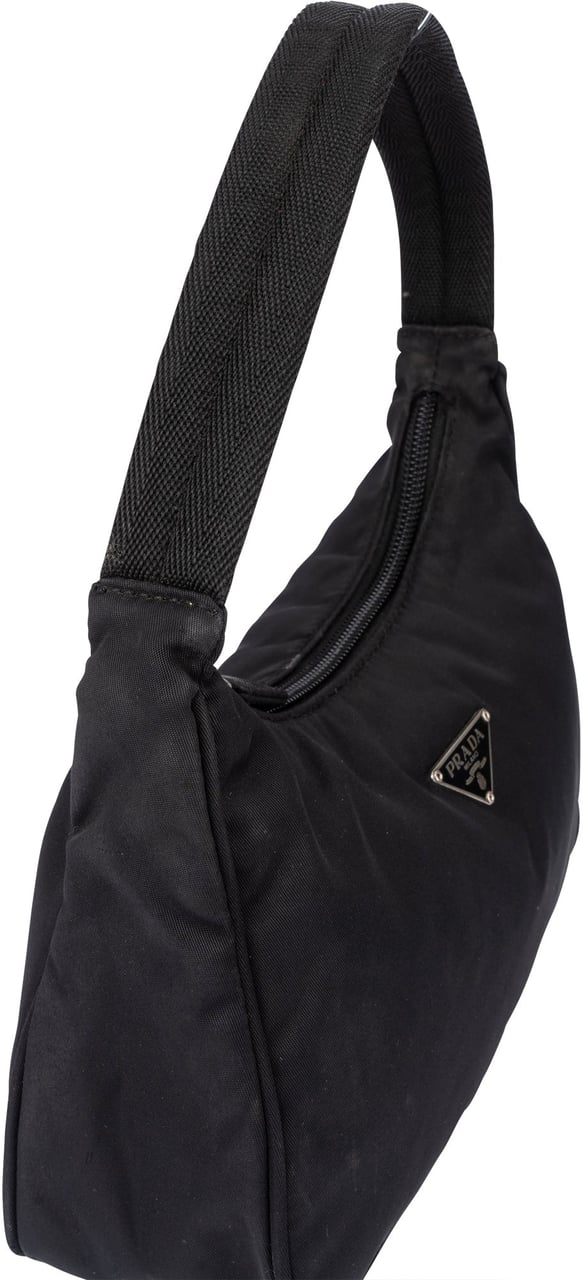 Prada Prada Black Nylon Triangle Vintage Re-Edition Handbag Zwart