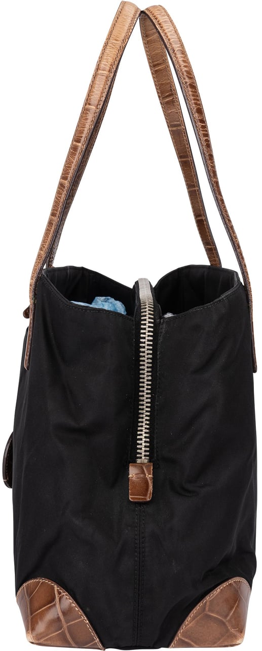 Prada Prada Nylon Croco Optic Triangle Handbag Zwart