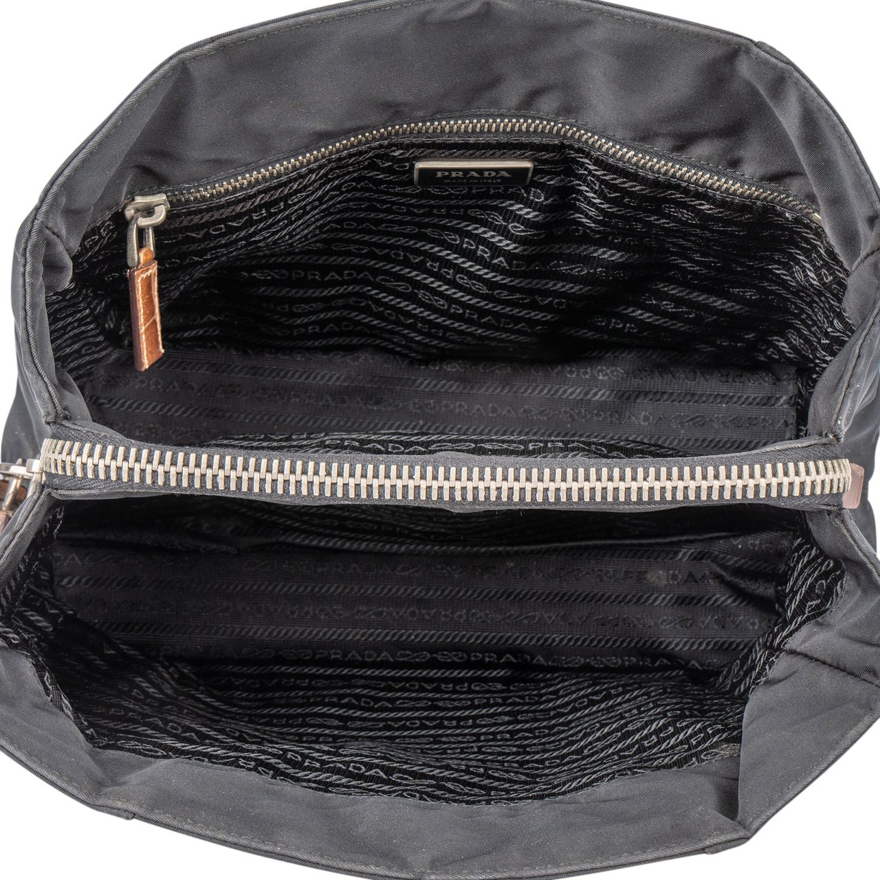 Prada Prada Nylon Croco Optic Triangle Handbag Zwart