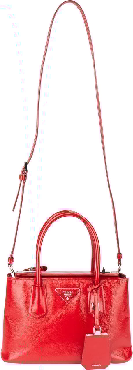 Prada Prada Red Patent Leather Galleria Turnlock Handbag Rood