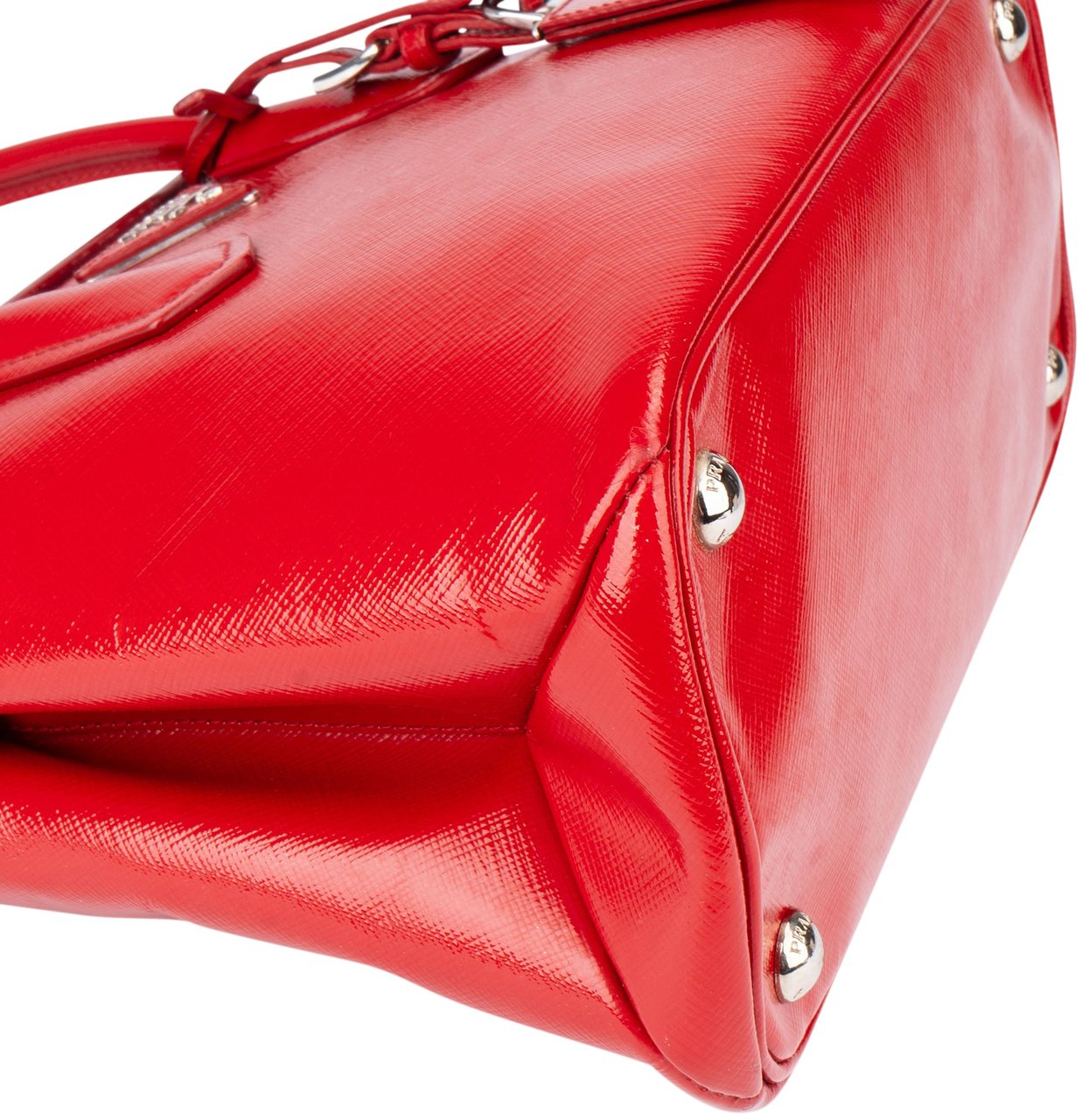 Prada Prada Red Patent Leather Galleria Turnlock Handbag Rood