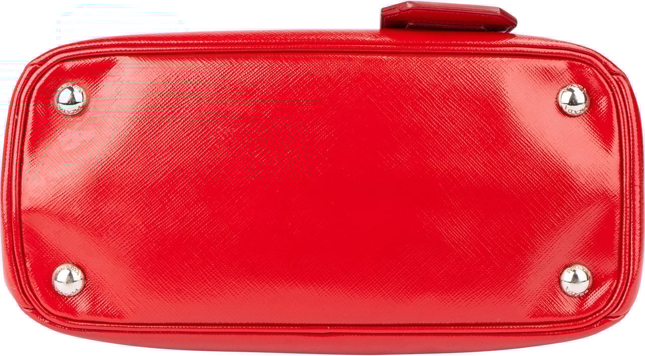 Prada Prada Red Patent Leather Galleria Turnlock Handbag Rood