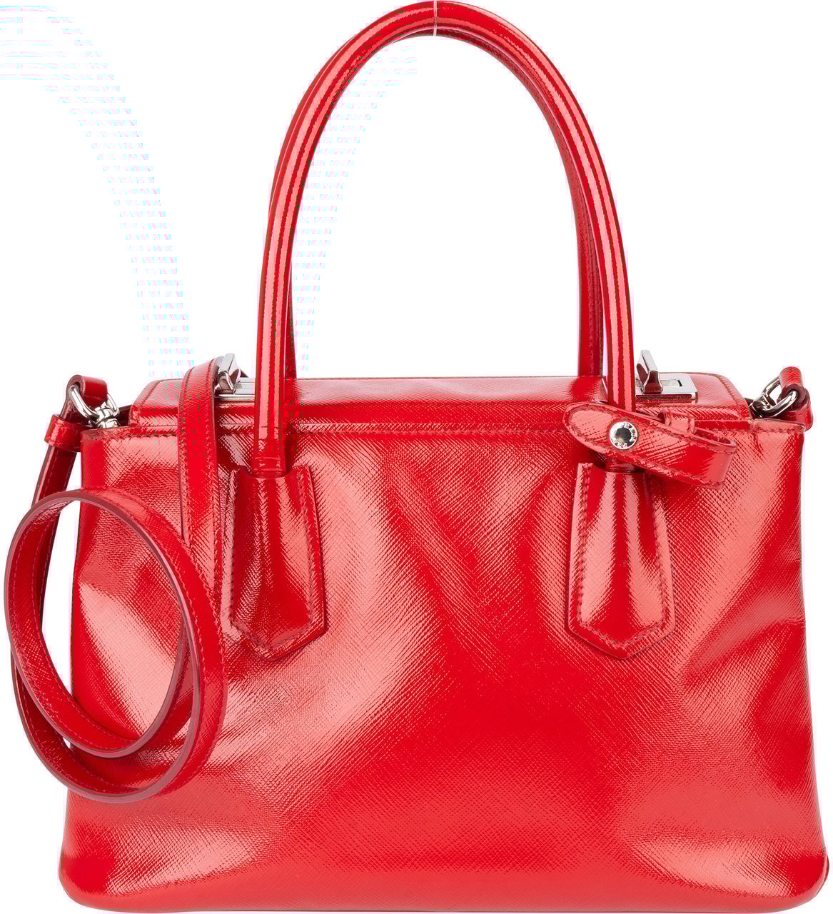 Prada Prada Red Patent Leather Galleria Turnlock Handbag Rood