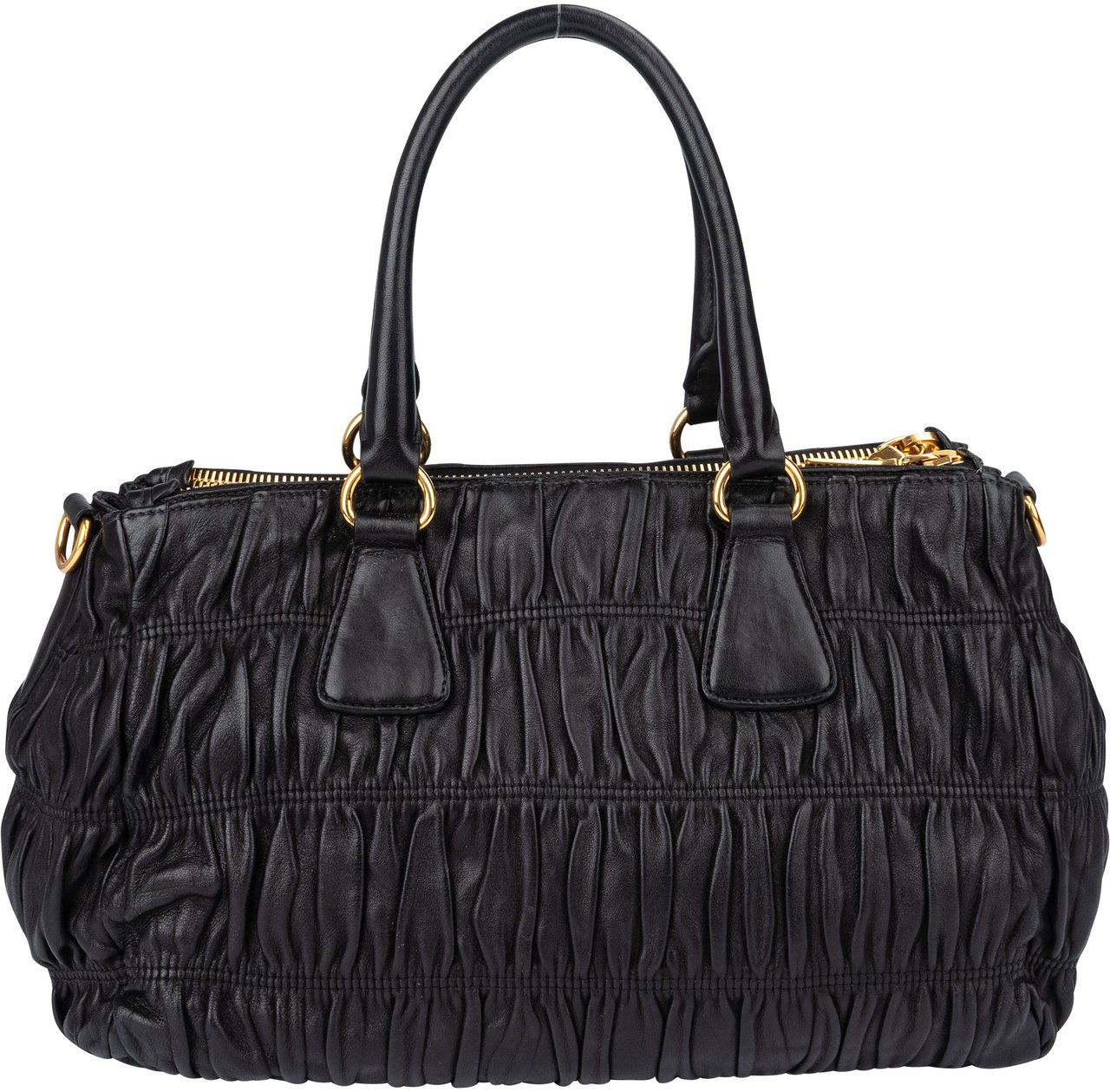 Prada Prada Quilted Leather City Handbag Zwart