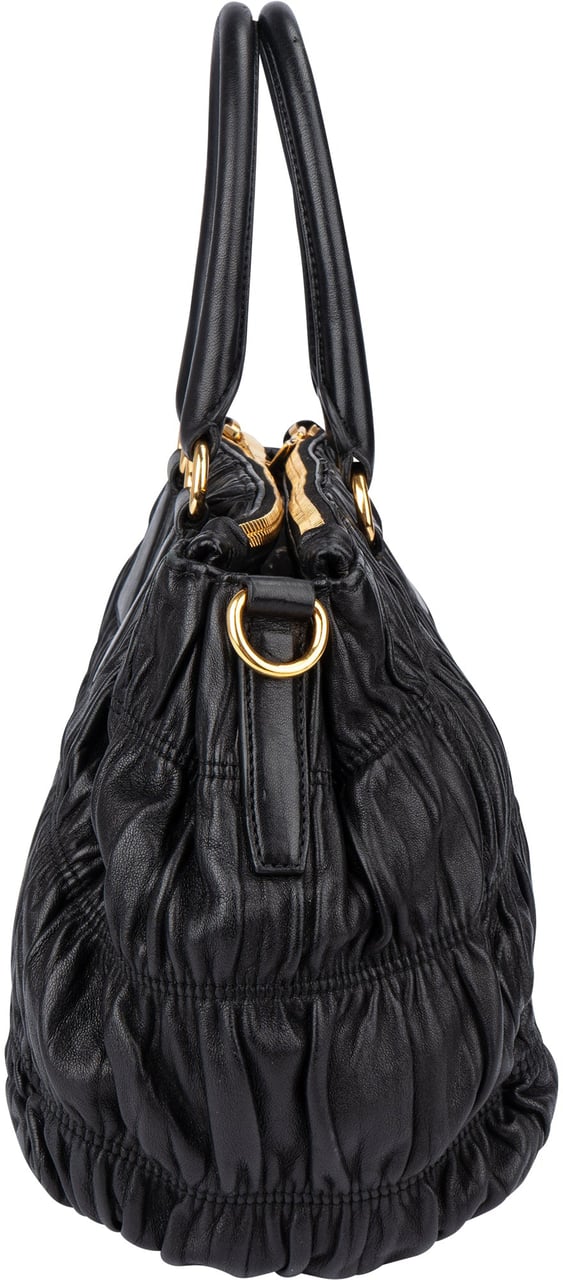 Prada Prada Quilted Leather City Handbag Zwart