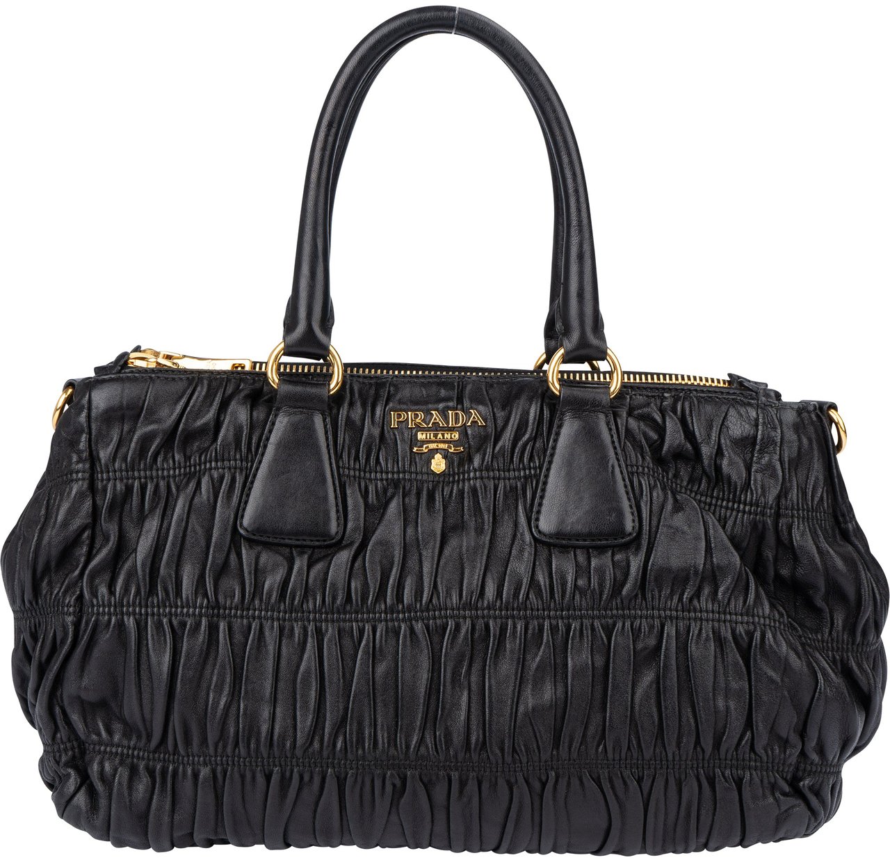 Prada Prada Quilted Leather City Handbag Zwart