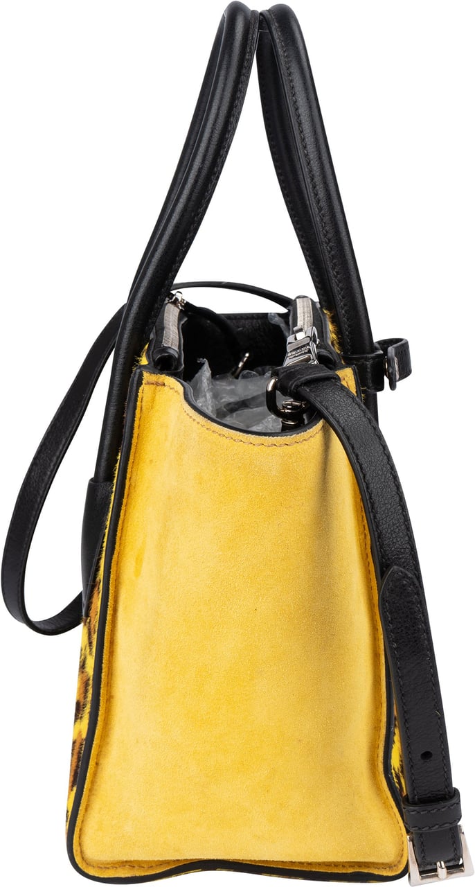 Prada Leopard Print Satchel Handbag Geel