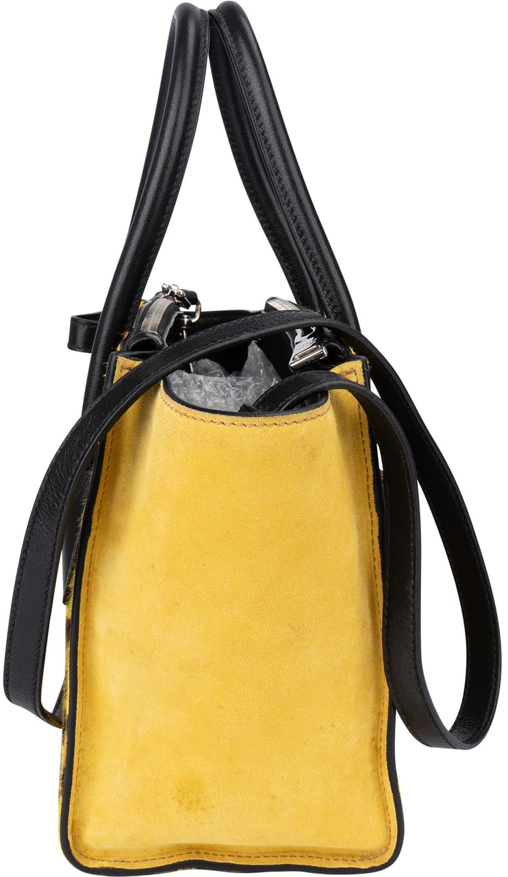 Prada Leopard Print Satchel Handbag Geel