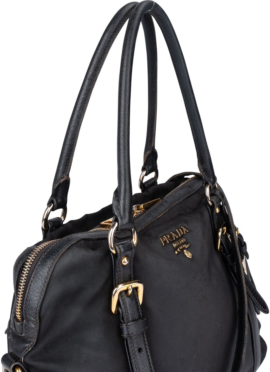 Prada Prada Black Nylon City Handbag Zwart
