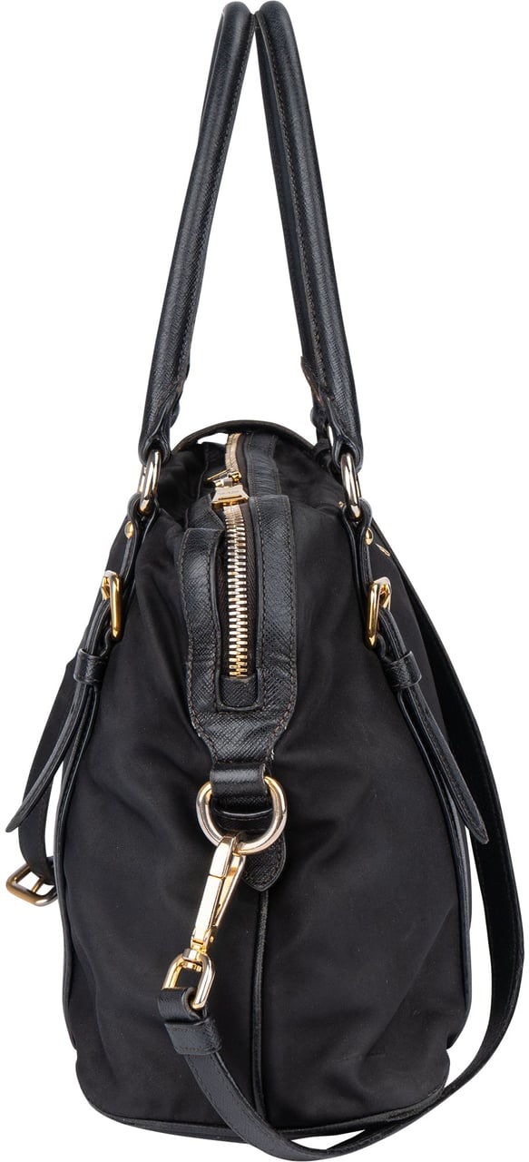 Prada Prada Black Nylon City Handbag Zwart