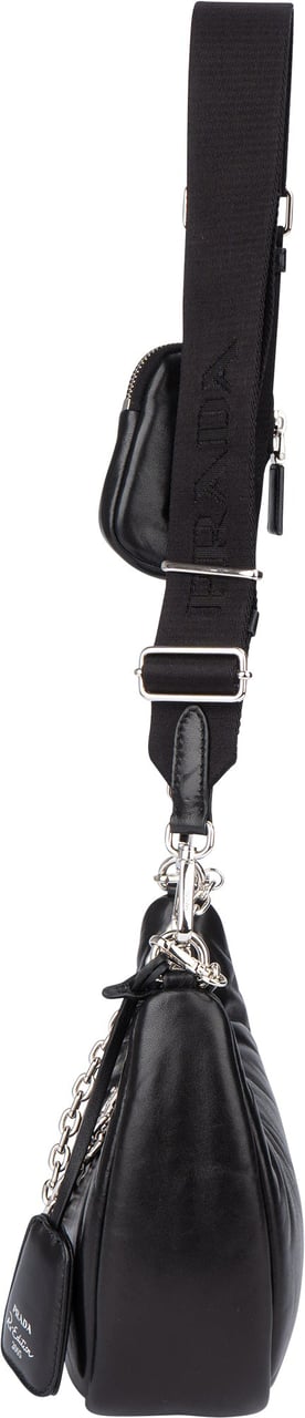 Prada Prada Soft Leather Triangle Re-Edition Crossbody Bag Zwart