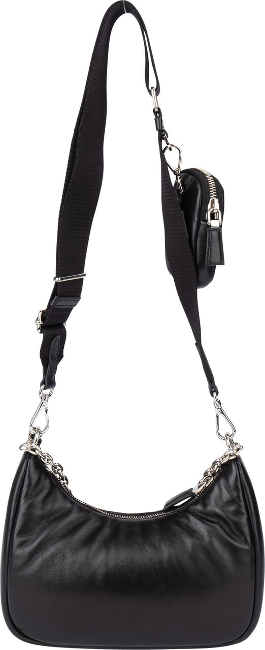 Prada Soft Leather Triangle Re-Edition Crossbody Bag Zwart
